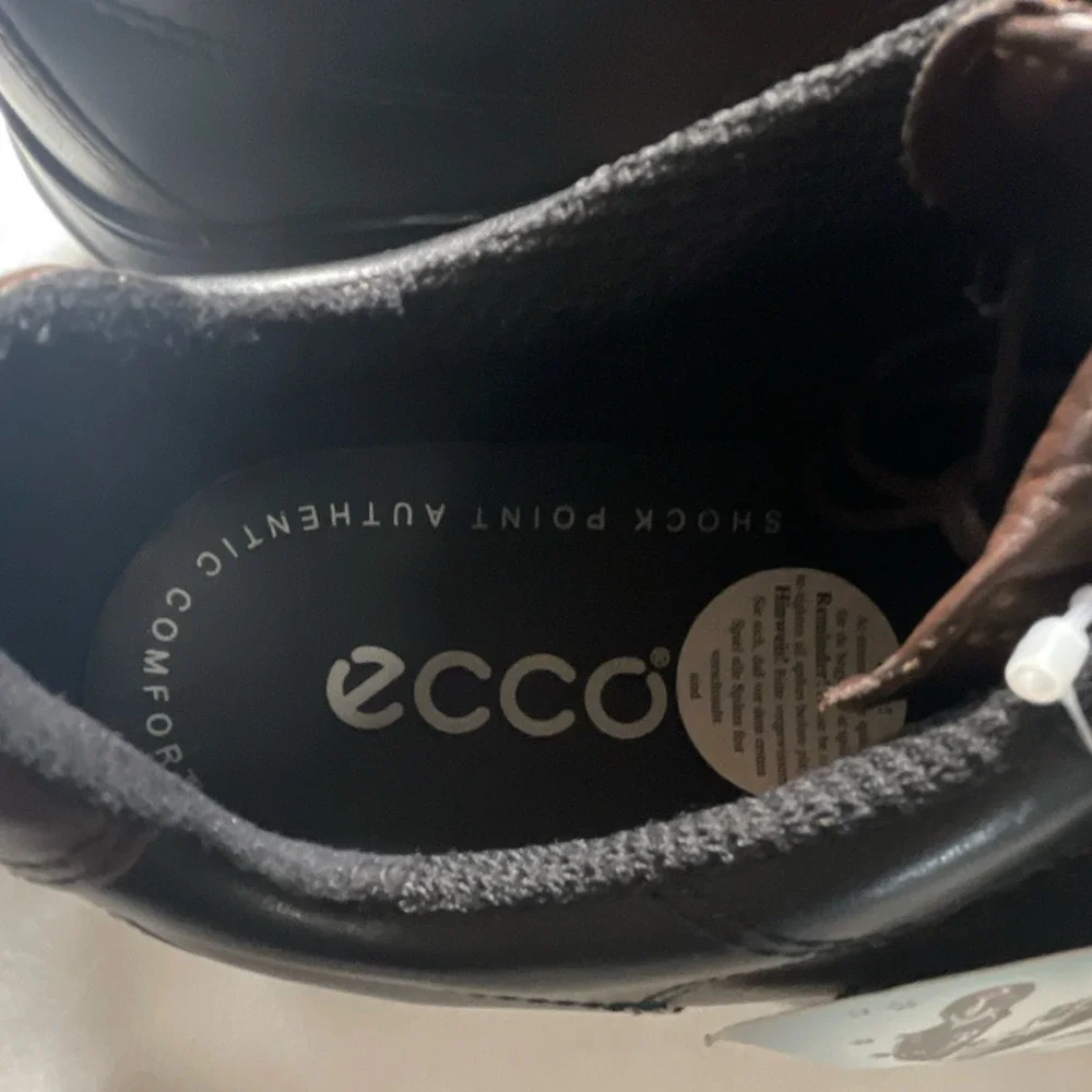 ECCO Hydromax Men's Golf Saddle Shoes Leather Black/Cognac EU 42 US 8-8.5